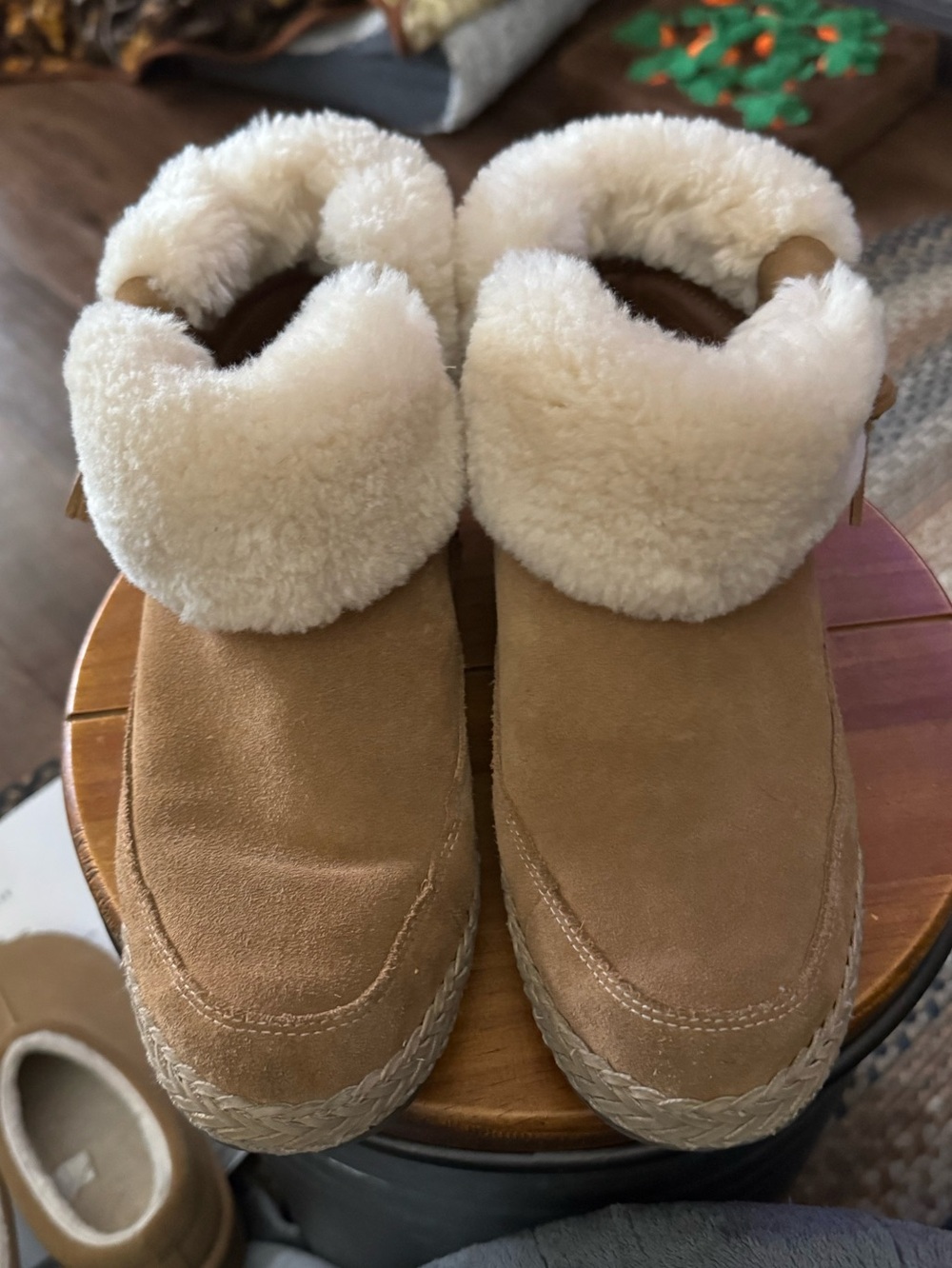 UGG Cozy Shearling-Lined Suede Slip-On Clog - Tan